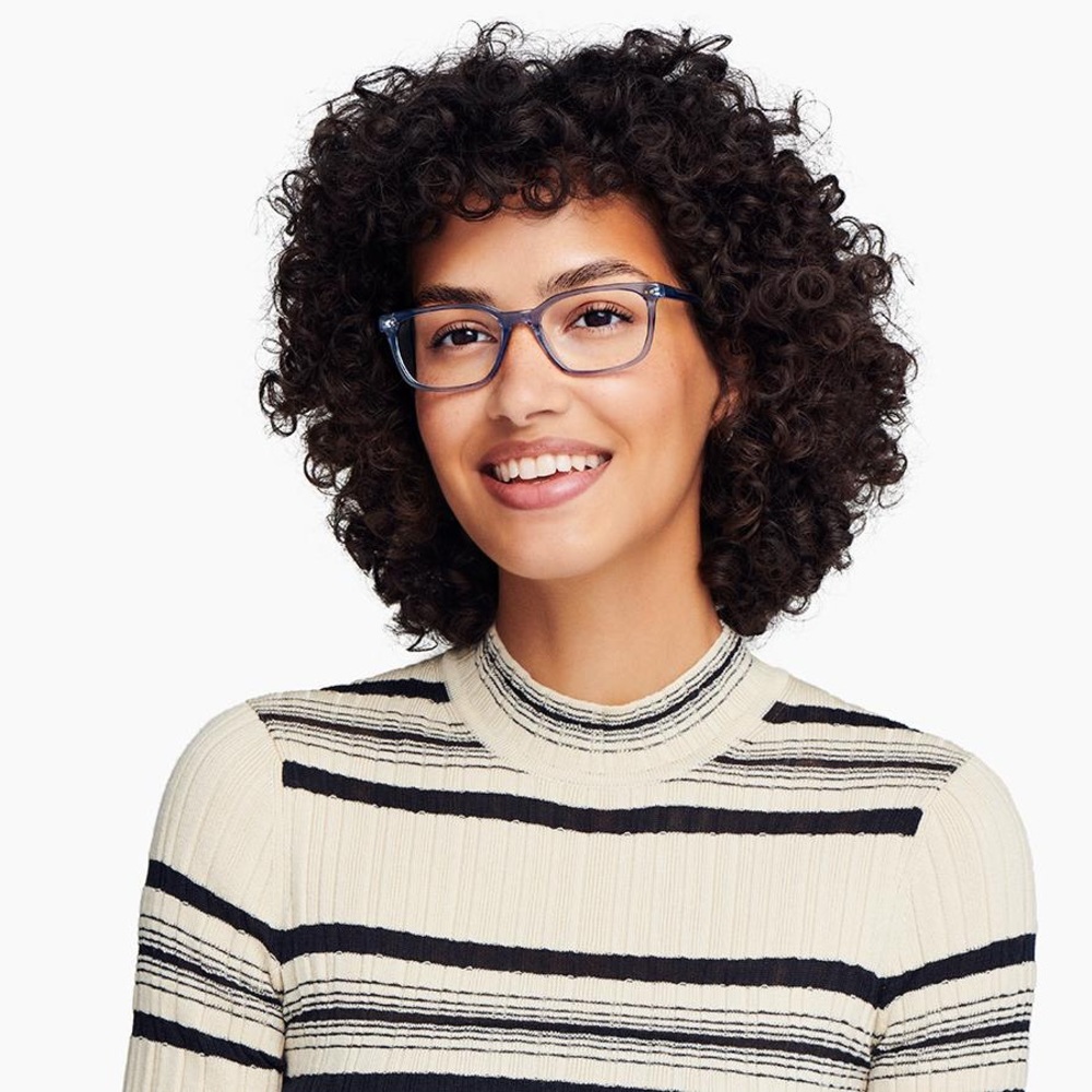 Warby Parker Weathers Periwinkle Crystal Frame Glasses With Travel Case